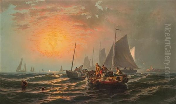 Fishing Boats At Sea - view 1