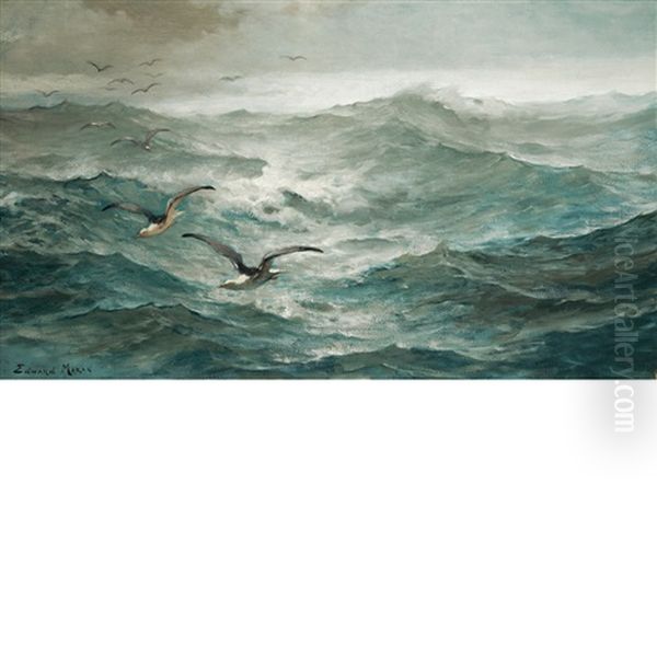Gulls Soaring Over A Turbulent Sea - view 1