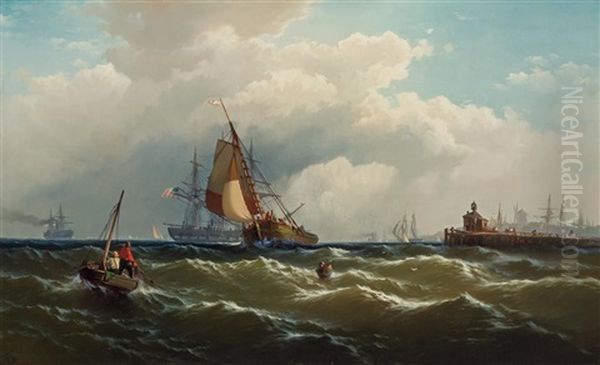 View Of Paulus Hoeck (hook), New Jersey From New York Harbor - view 1