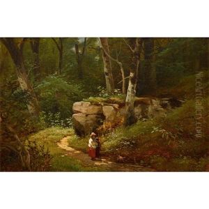 Strolling In The Woods, Along The Wissahickon by Edward Moran