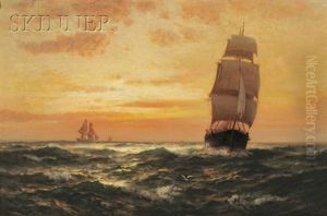 Ships At Sunset by Edward Moran