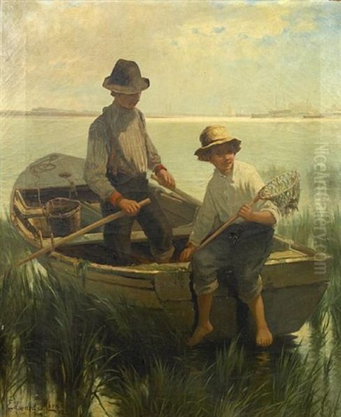 Boys Fishing Out Fishing - view 1