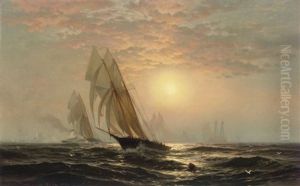 The Madeleine's Victory Over The Countess Of Dufferin, Third America's Cup Challeger, August 11 by Edward Moran