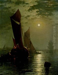Moonlight On The Thames With A View Of St. Paul's In The Distance by Edward Moran