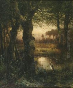 Marsh With Heron by Edward Moran