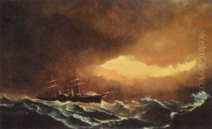 Ship On Stormy Seas by Edward Moran