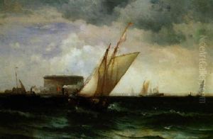 Shipping In A Harbor by Edward Moran