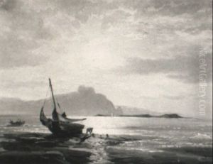 Fishermen On The Shore by Edward Moran