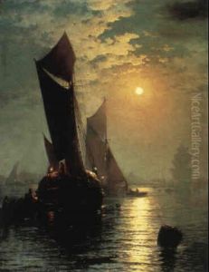 Moonlight On The Thames by Edward Moran