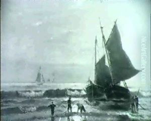 Ships At Shore by Edward Moran