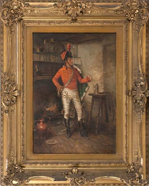 A Soldier Standing By A Kitchen Fire - view 1