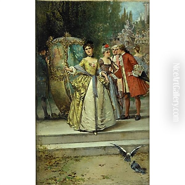 An Outdoor Scene With Figures In Aristocratic Dress - view 1