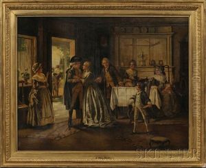Historical Scene Of A Militiaman Leaving His Family by Edward Percy Moran