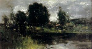 Stormy Landscape Near Pond