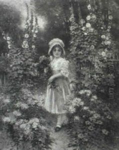 Young Girl In The Garden by Edward Percy Moran