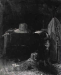 Interior View With Two Dogs And A Rifle Interior View With Two Dogs And A Rifle