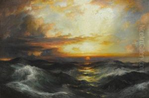 Setting Sun At Sea by Thomas Moran