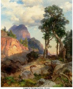 Mountain Lion In Grand Canyon (lair Of The Mountain Lion) by Thomas Moran