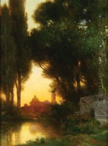 View At Dusk Of The Church Of San Juan Bautista, Maravatio, Mexico by Thomas Moran