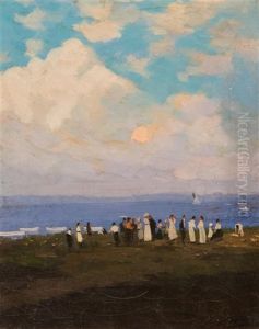 Gathering By The Sea by Thomas Moran