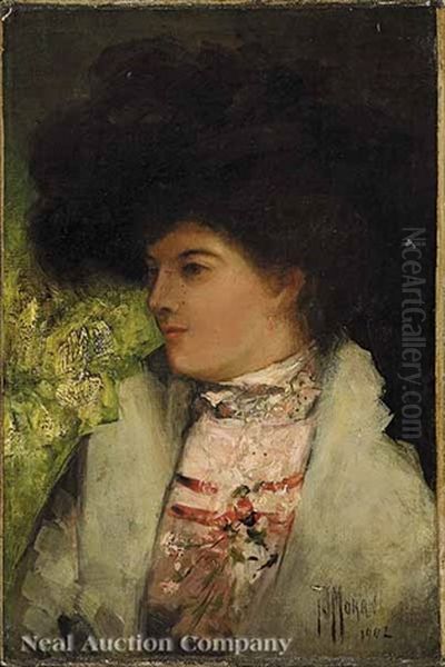 Portrait Of A Lady In A Black Feathered Hat - view 1