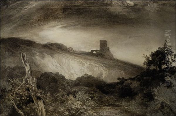 Tower Ruins In A Landscape - view 1