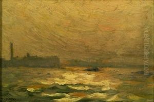 City Harbor On A Gray Day by Thomas Moran