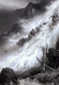 Avalanche In Cottonwood Canyon by Thomas Moran