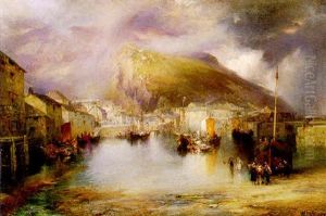 An English Fishing Village, Polperro, Cornwall by Thomas Moran