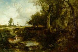 Crossing The Brook Near Plainfield, New Jersey by Thomas Moran