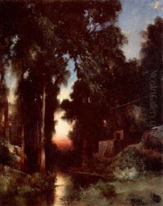 Mission At Sunset by Thomas Moran