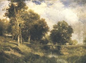 A Rustic Bridge- Easthampton by Thomas Moran