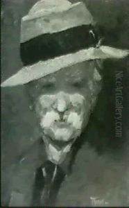 Portrait Of A Man In A Hat by Thomas Moran
