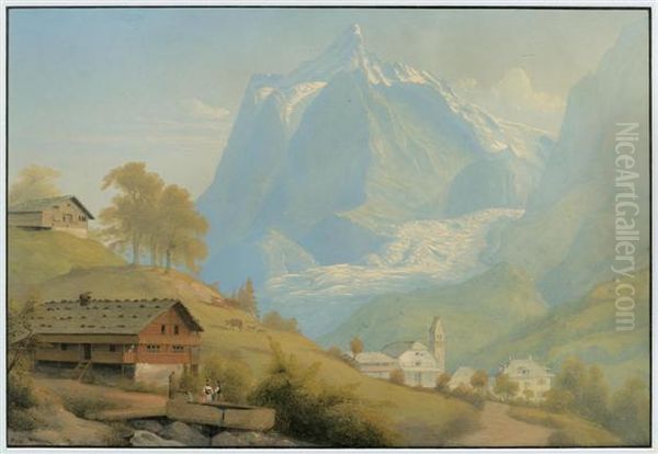 View Over Grindelwald Towards The Grindelwald Glacier And Schreckhorn - view 1