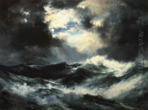 Moonlight Shipwreck At Sea by Thomas Moran