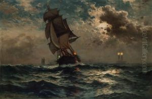 Sailing In The Moonlight by Edward Moran