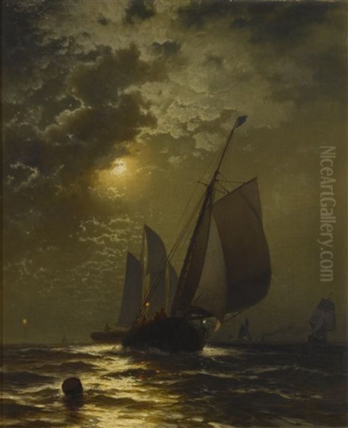 Fishing Boats In The Moonlight - view 1