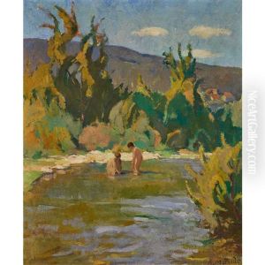 Sommerlandschaft Mit Badenden