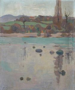 Uferlandschaft Mit Dorf by Arthur Morard