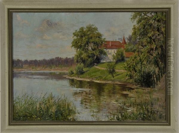 Uferlandschaft Mit Kleiner Pfarrkirche - view 1