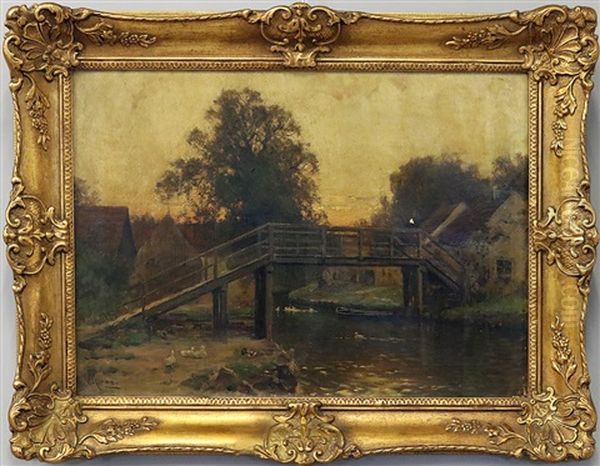 Abendstimmung Im Spreewald Mit Blick Auf Lubben (?) An Kanallauf Mit Brucke - view 1
