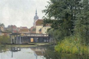 Lubben: Partie Im Schlossbezirk Mit Blick Uber Die Spree Auf Die Paul-gerhard-kirche
