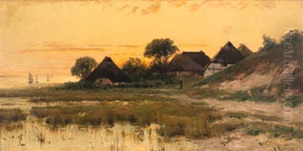 Gehoft Am Bodden Im Sonnenuntergang - view 1