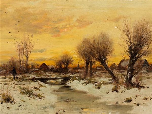 Wintry Village Landscape - view 1