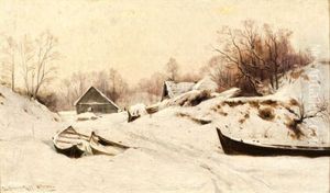 Weg Zum Dorf Im Winter by Walter Moras
