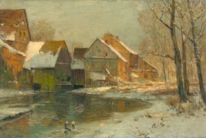 Winterlich Eingeschneite Bauernhauser