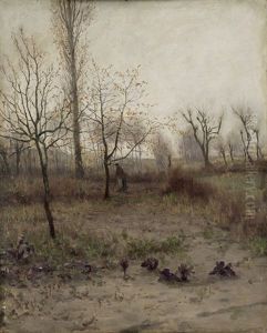 Vorfruhling In Markischer Landschaft (+ Olskizze Von Einem Gebirgsbach, Verso) by Walter Moras