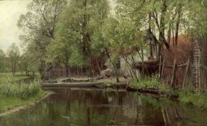 Kleine Hofidylle Im Spreewald by Walter Moras
