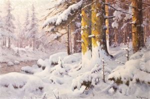 Winterlicher Wald by Walter Moras