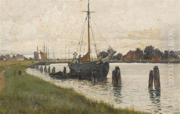 Flussufer Mit Segelschiff In Norddeutschland - view 1